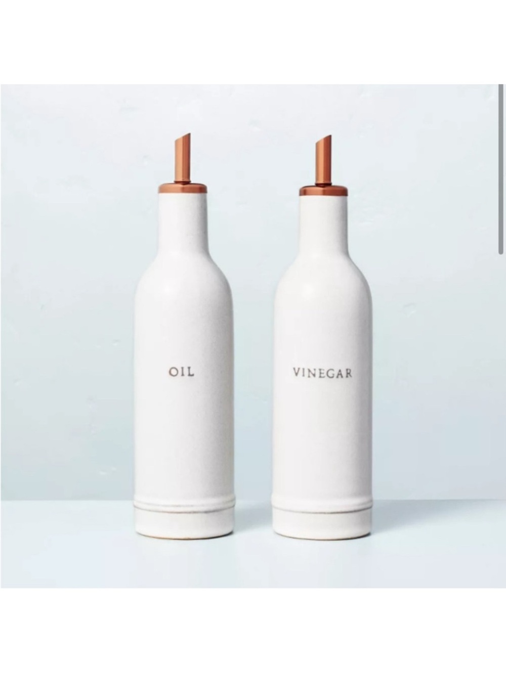NEW IN BOX Hearth & Hand With Magnolia 2pc Oil & Vinegar Stoneware Bottle Set